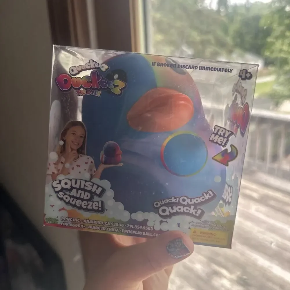Quackeez Duckeez Tie Dye Squish & Squeeze Tactile Toy, Blue 4+